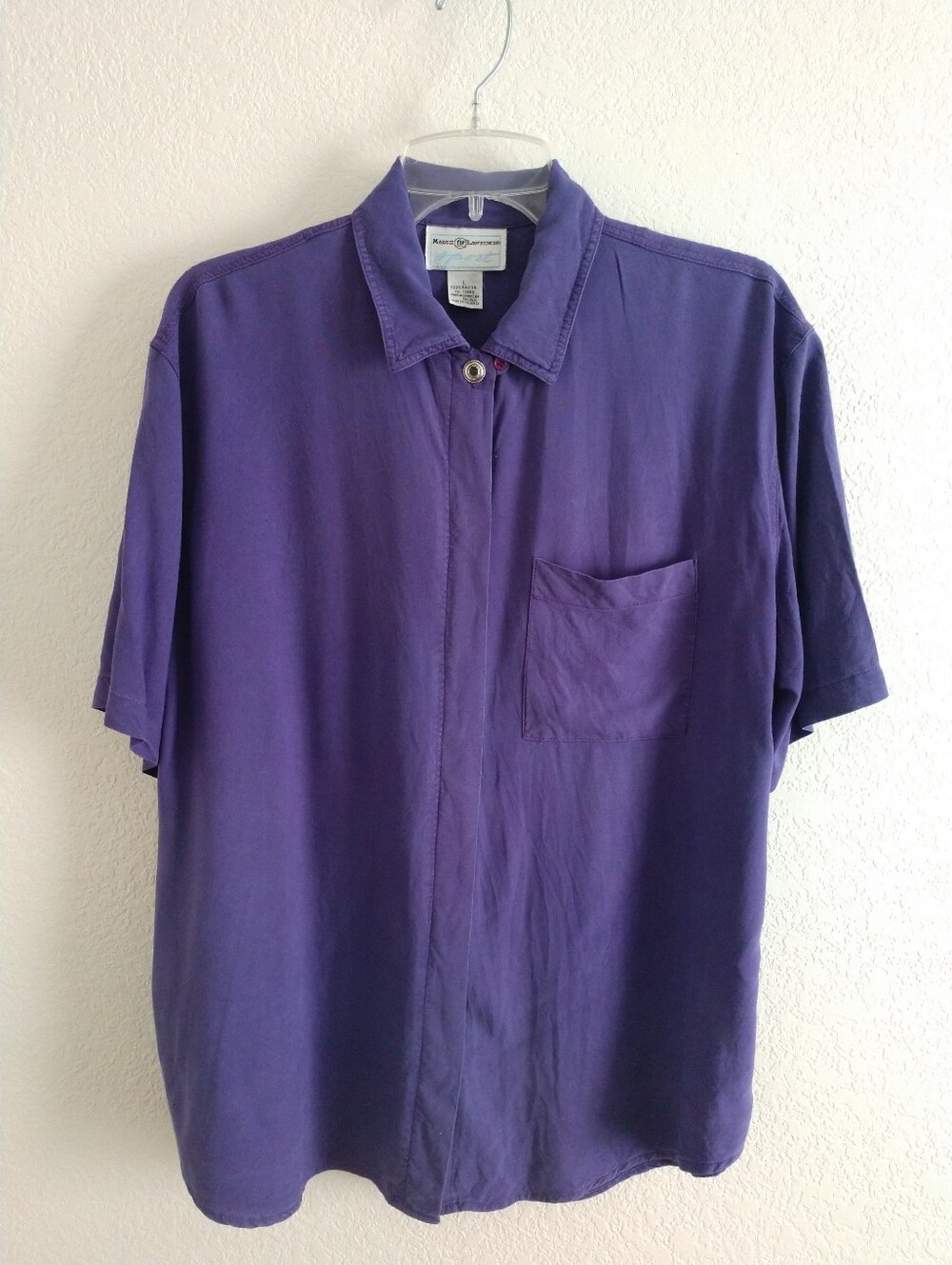 Vintage Maggie Lawrence Sport Women's Short Sleeve Shirt Blouse Size Large